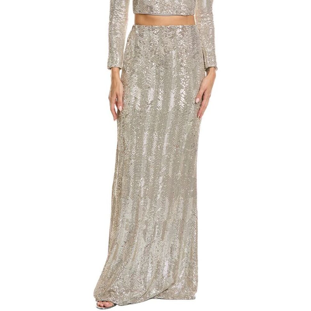 L’Agence Womens Sequin Zeta Long Skirt